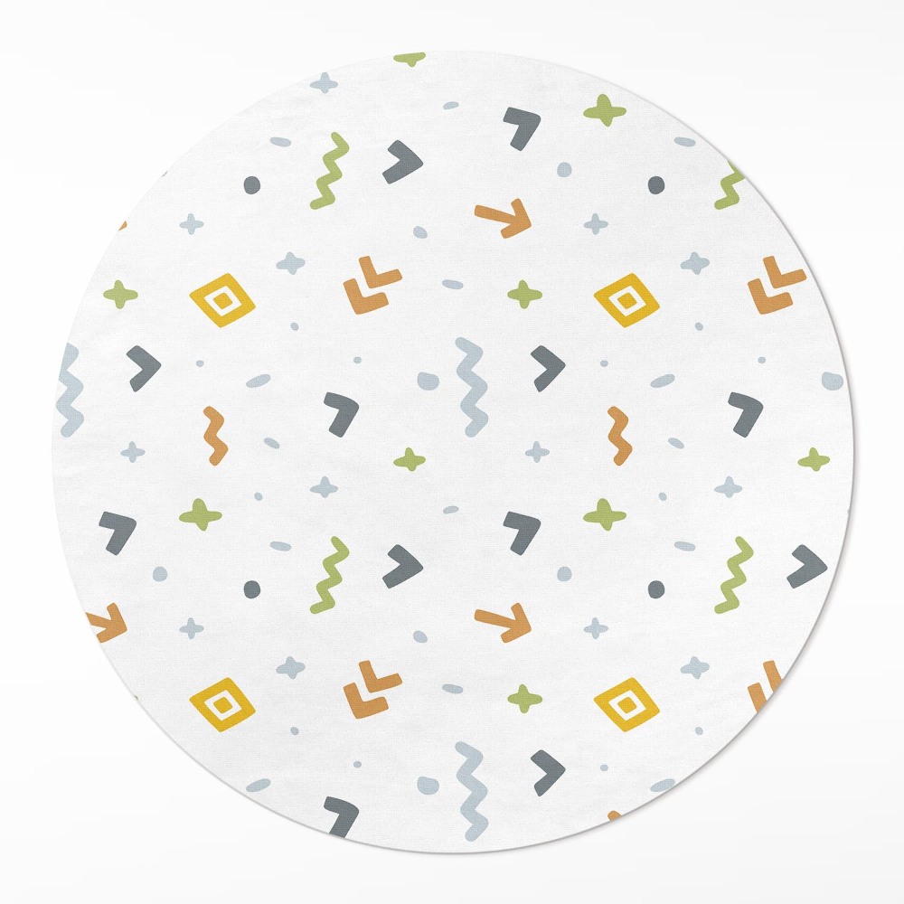 Dywan winylowy okrągły Pastelowe ikony i kształty styl boho