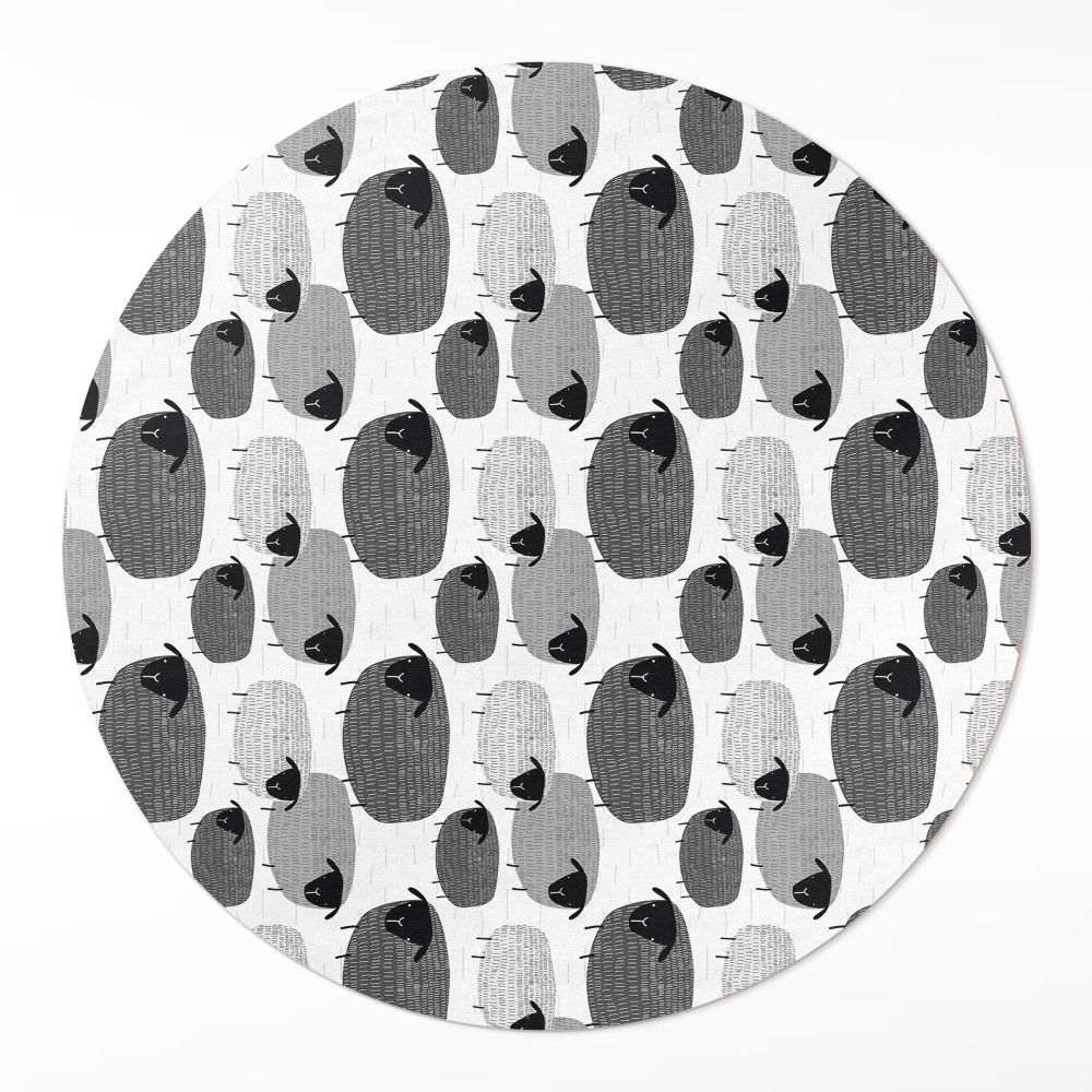 Dywan winylowy okrągły Malowane owce regularny wzór
