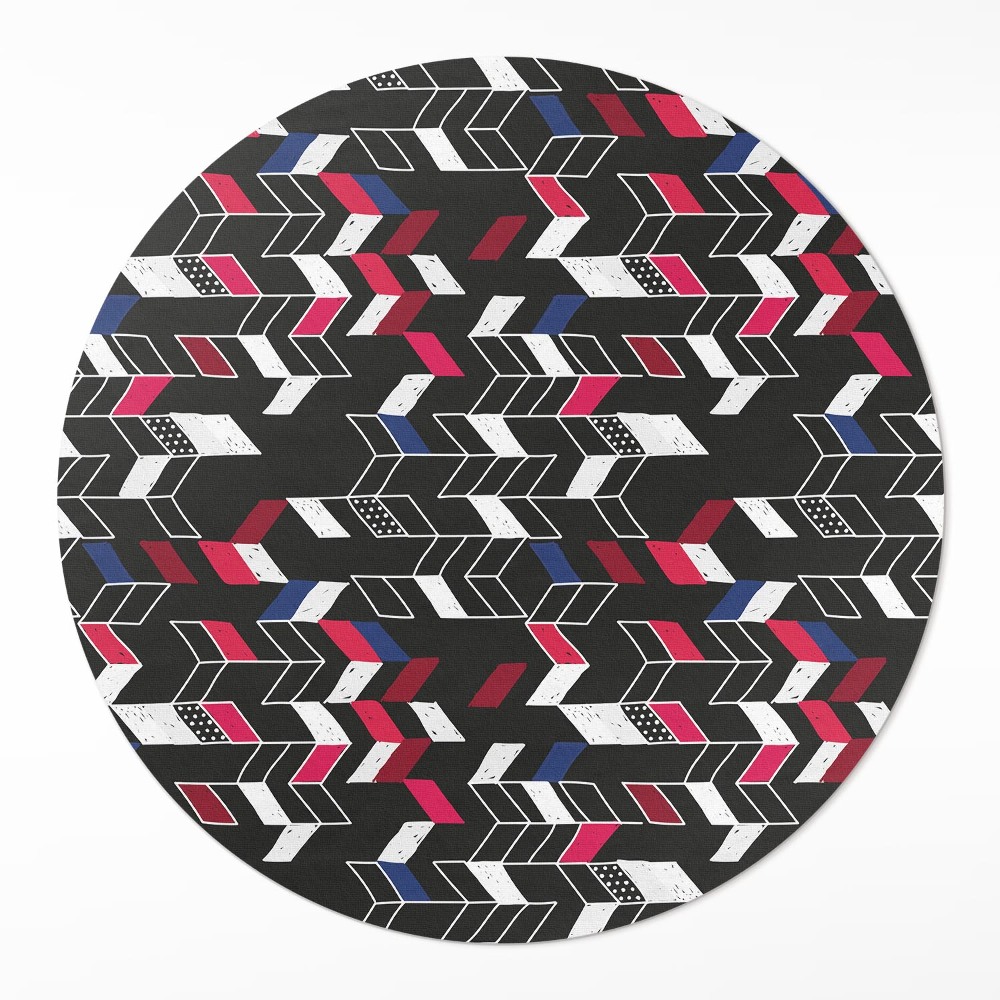 Dywan winylowy okrągły Nowoczesny design modny wzór geometryczny