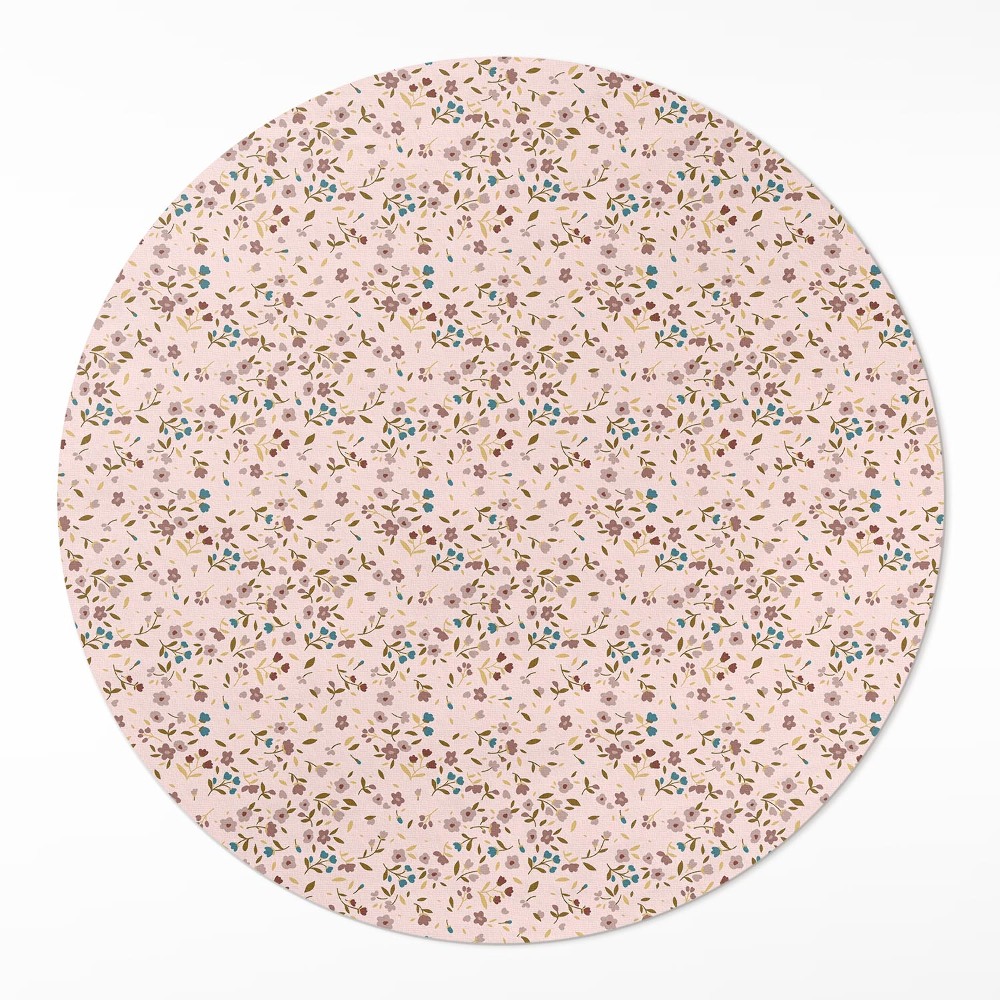 Dywan winylowy okrągły Drobne kwiatuszki na polnej łące boho styl