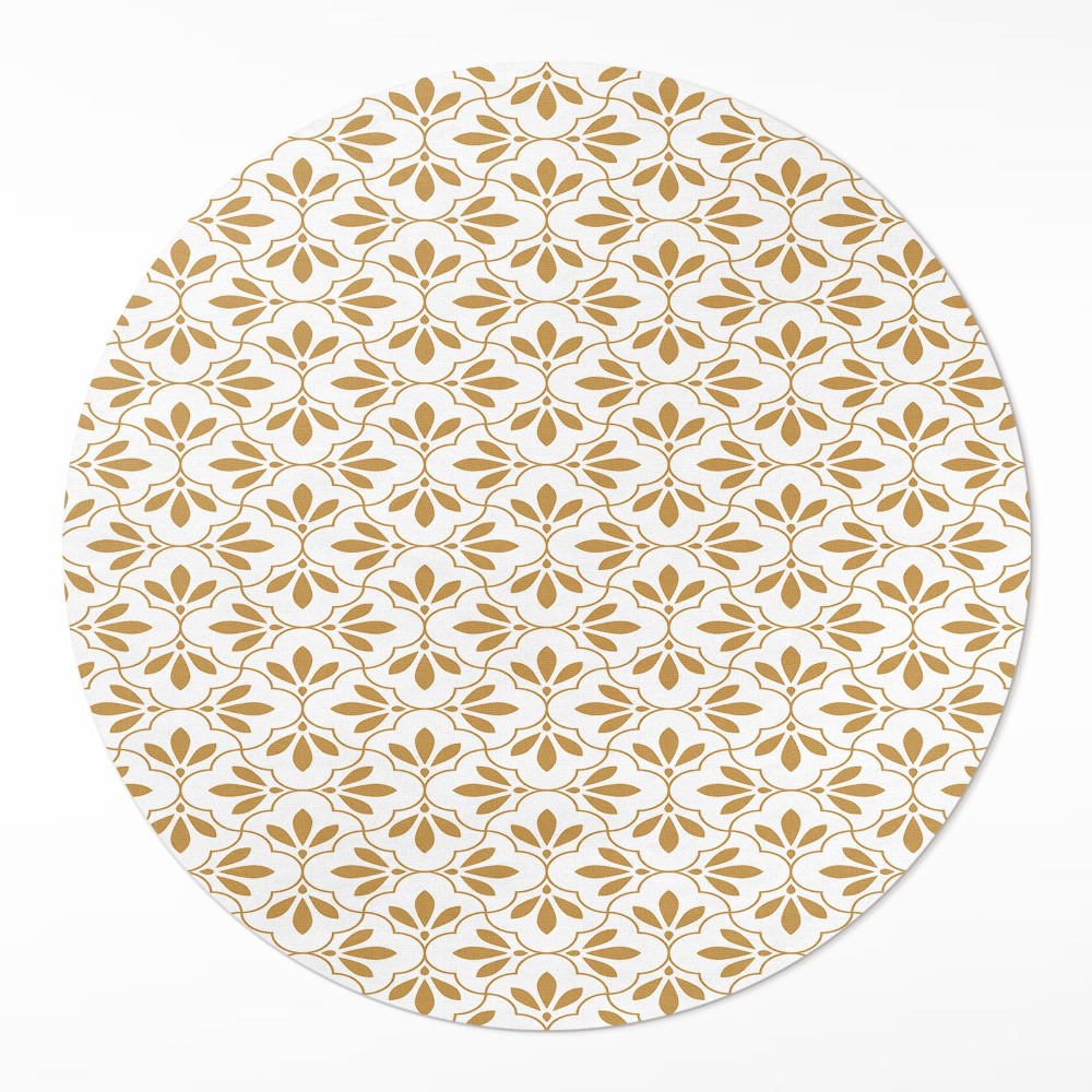 Dywan winylowy okrągły Dekoracyjne listki wzór regularny