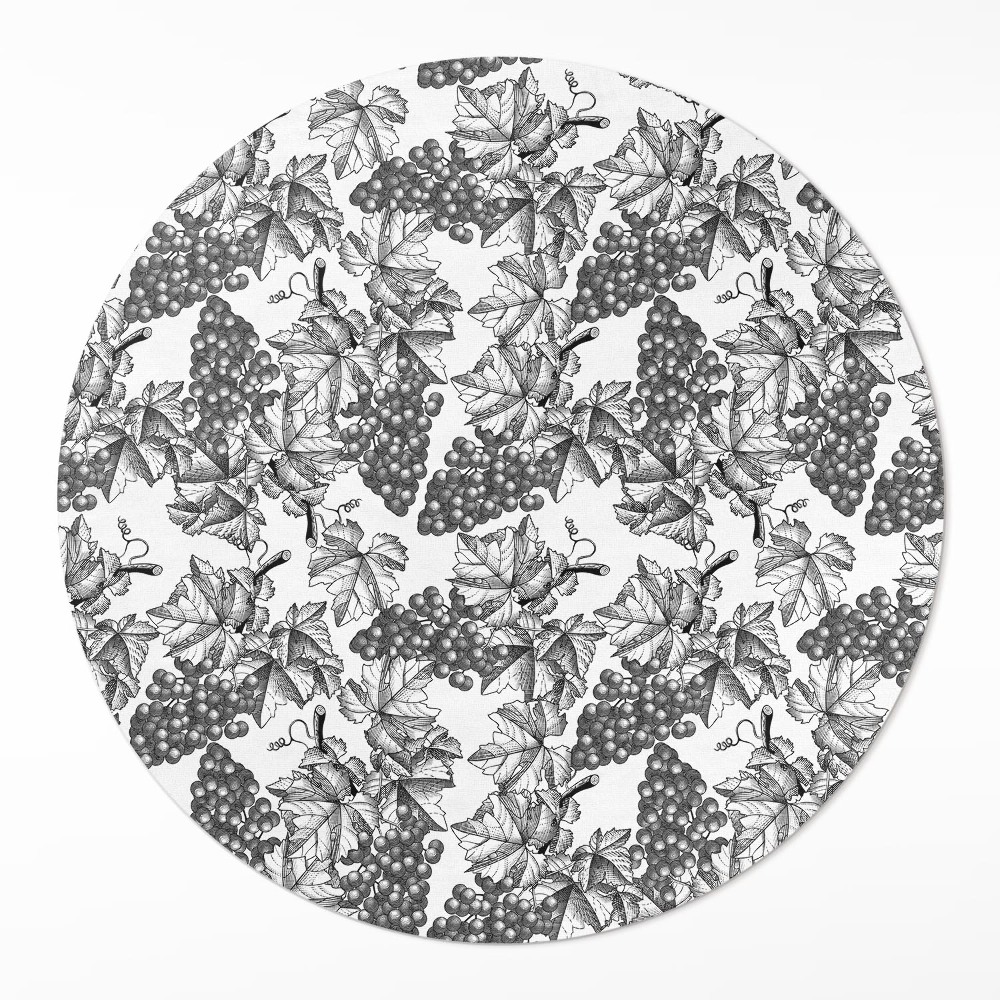 Dywan winylowy okrągły Winorośle szkic w stylu vintage