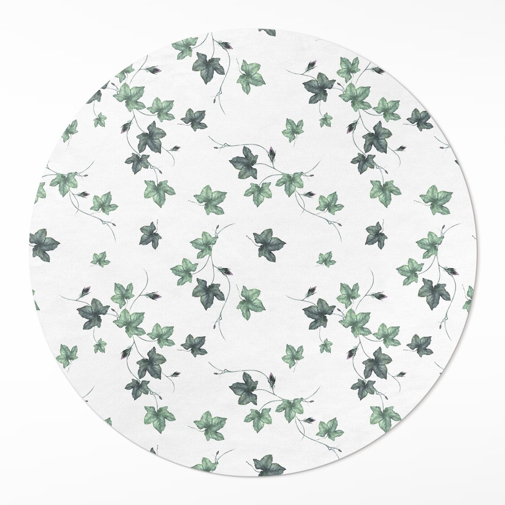 Dywan winylowy okrągły Małe listki motywy roślinne