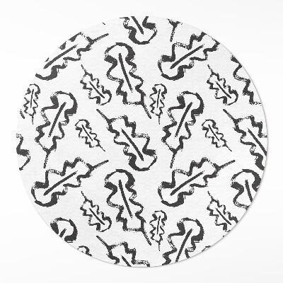 Dywan winylowy okrągły Malowane liście w minimalistycznym stylu