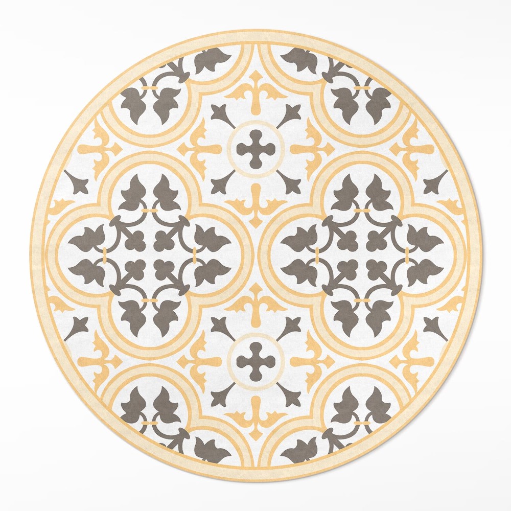 Dywan winylowy okrągły Portugalskie kafelki w letnim stylu