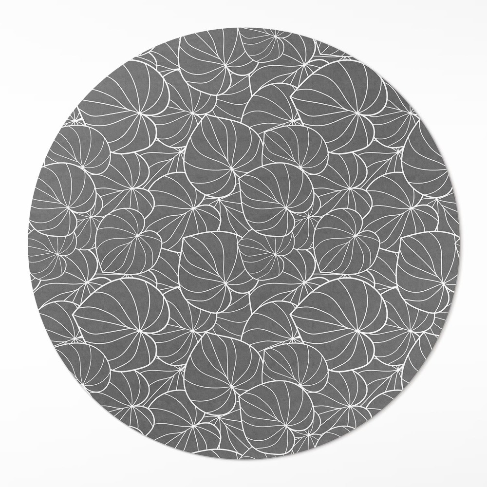 Dywan winylowy okrągły linearne liście wzornictwo boho