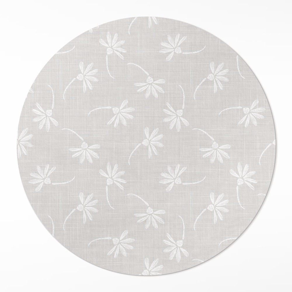 Dywan winylowy okrągły Delikatne boho stokrotki na tkaninie