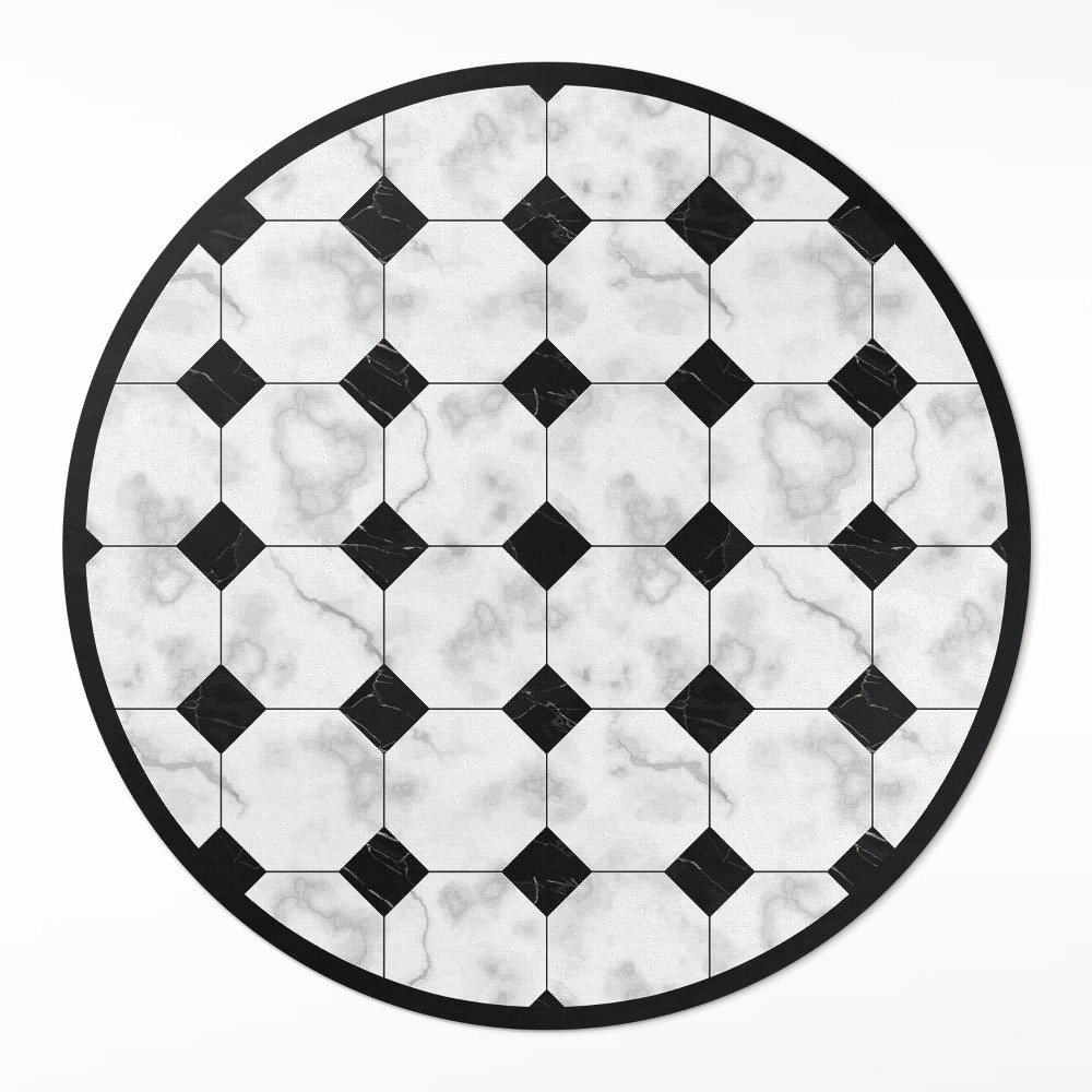 Dywan winylowy okrągły Modne marmurkowe wzornictwo kafelki