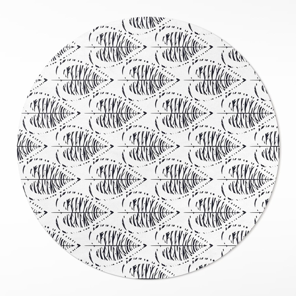 Dywan winylowy okrągły Boho liście wzór regularny