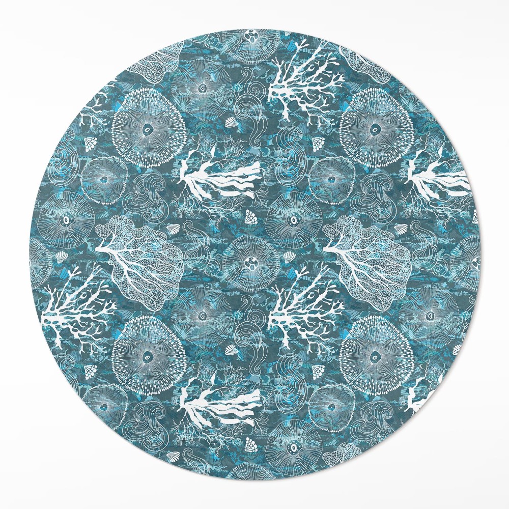 Dywan winylowy okrągły Wzór inspirowany morską florą i fauną