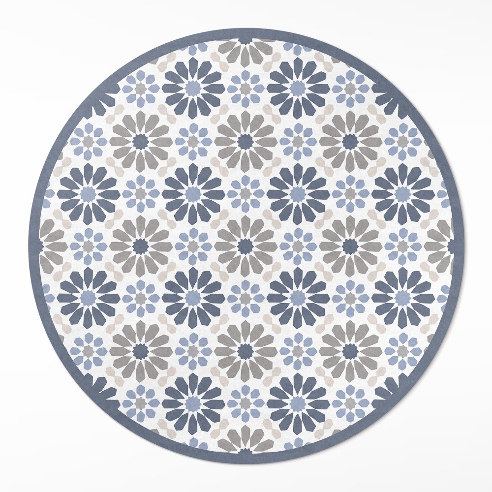 Dywan winylowy okrągły Pastelowe kwiaty delikatny wzór regularny