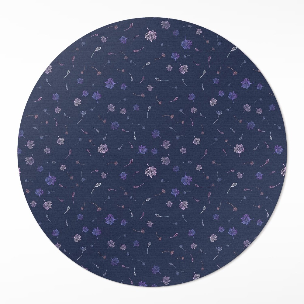 Dywan winylowy okrągły Drobne polne kwiaty boho