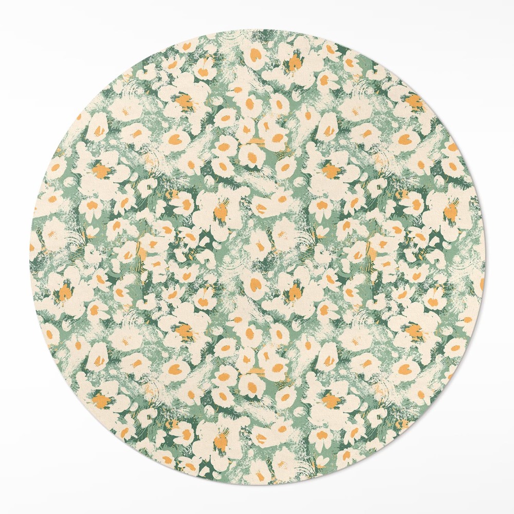 Dywan winylowy okrągły Polna łąka malowane kwiaty abstrakcja