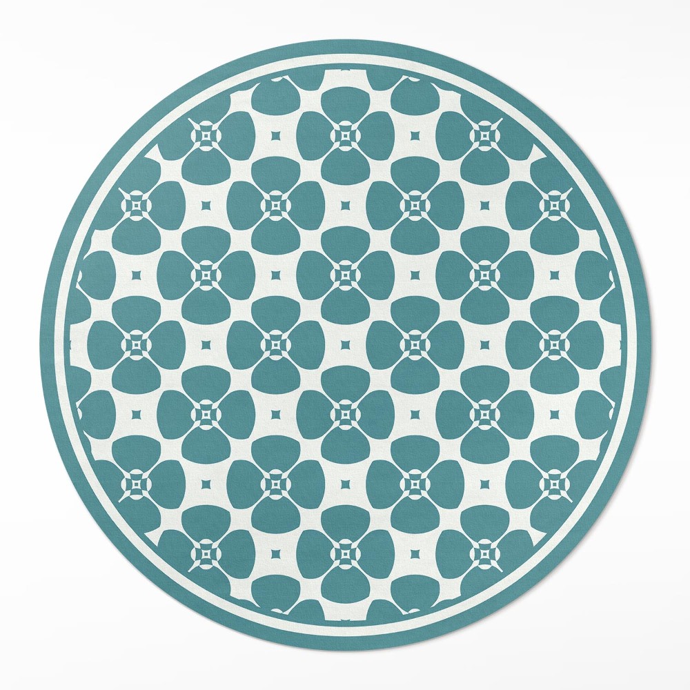 Dywan winylowy okrągły Kwiatowy wzór kafelek