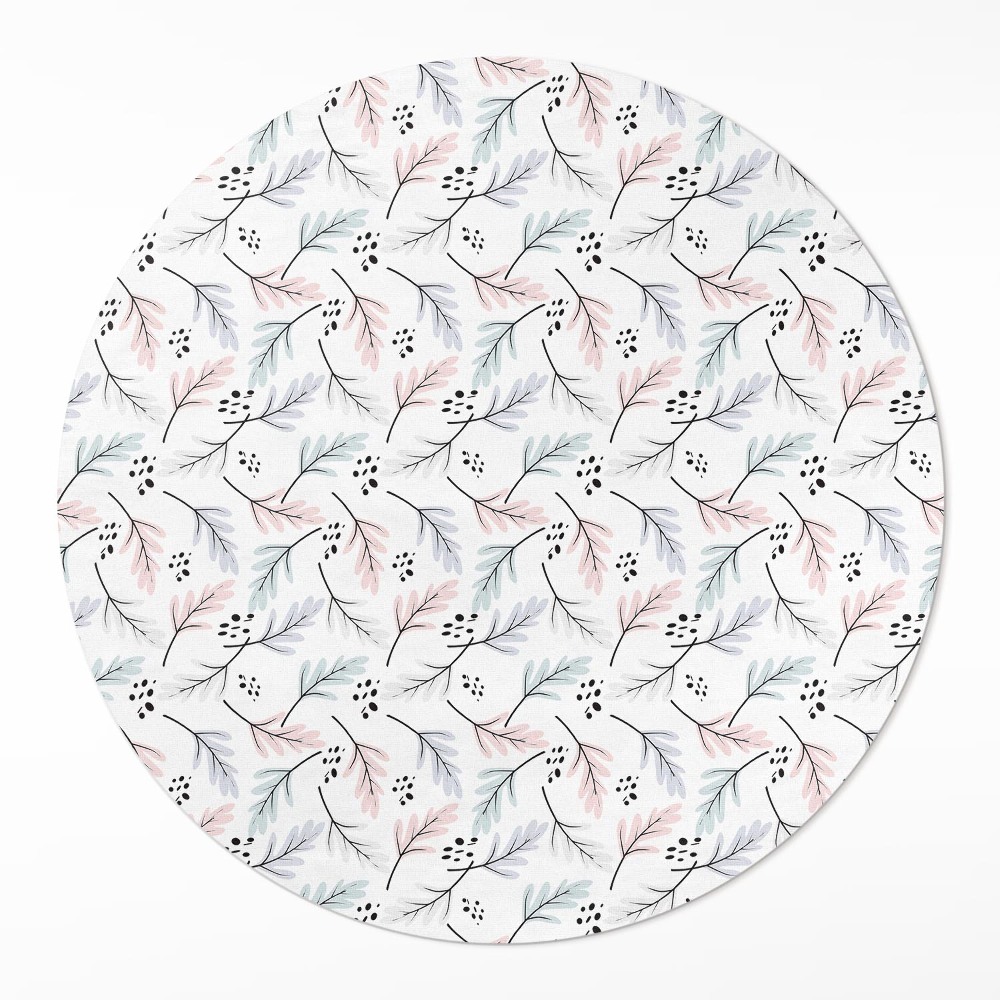 Dywan winylowy okrągły Pastelowe subtelne rośliny w stylu boho