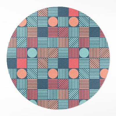 Dywan winylowy okrągły Retro vintage wzór geometryczny