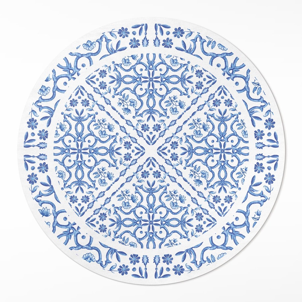 Dywan winylowy okrągły Dekoracyjne kafelki roślinne ornamenty