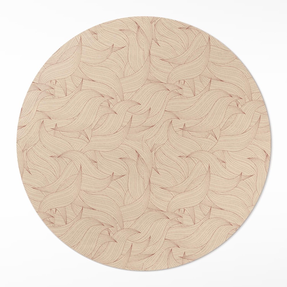 Dywan winylowy okrągły linearne jesienne liście styl boho