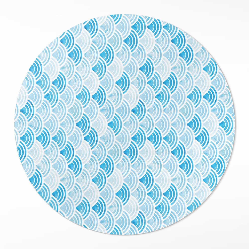 Dywan winylowy okrągły Akwarelowe fale wzór w stylu azjatyckim