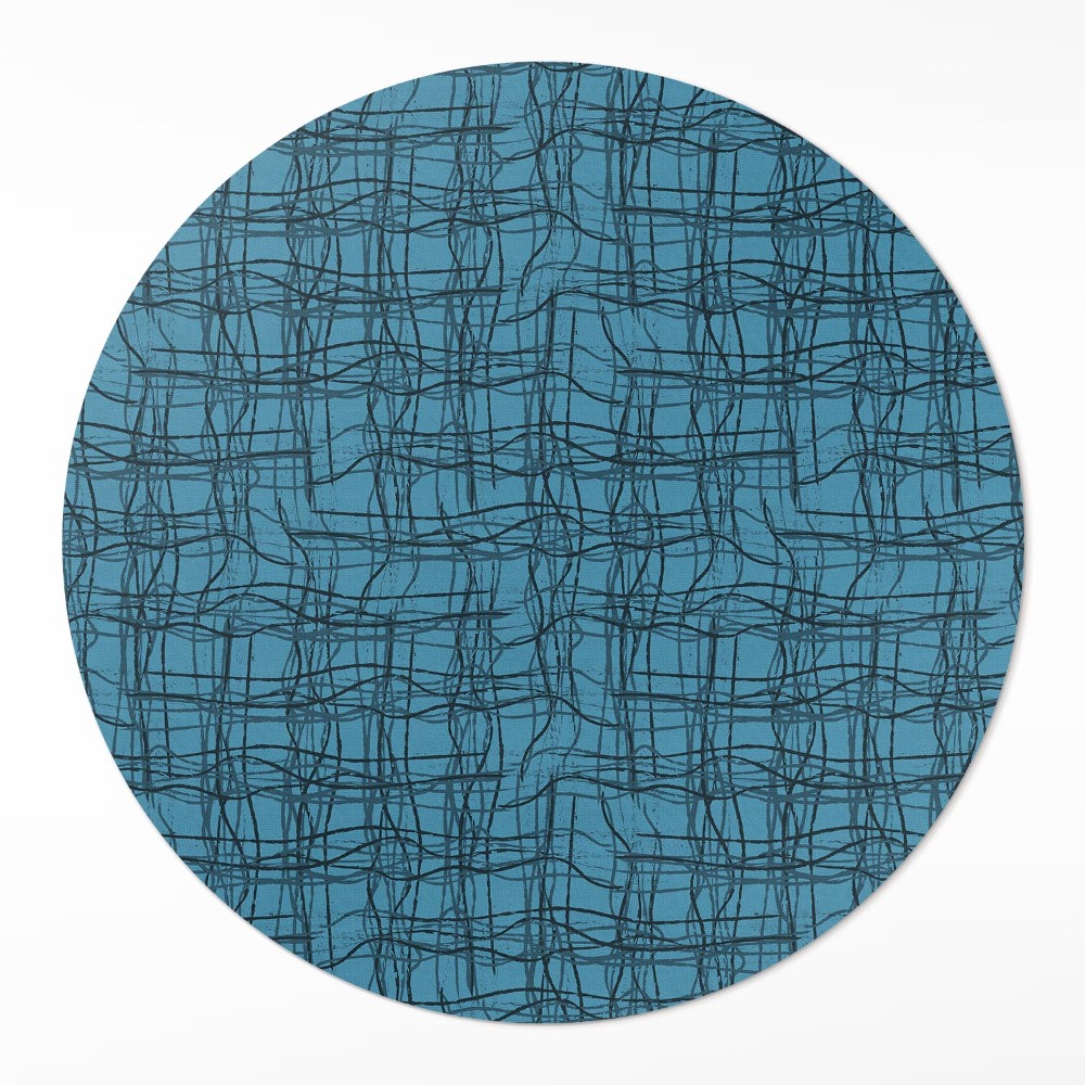 Dywan winylowy okrągły Wzór tkaniny nieregularne nitki materiału