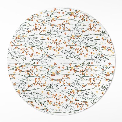 Dywan winylowy okrągły Kwiatuszki i gałązki w stylu boho