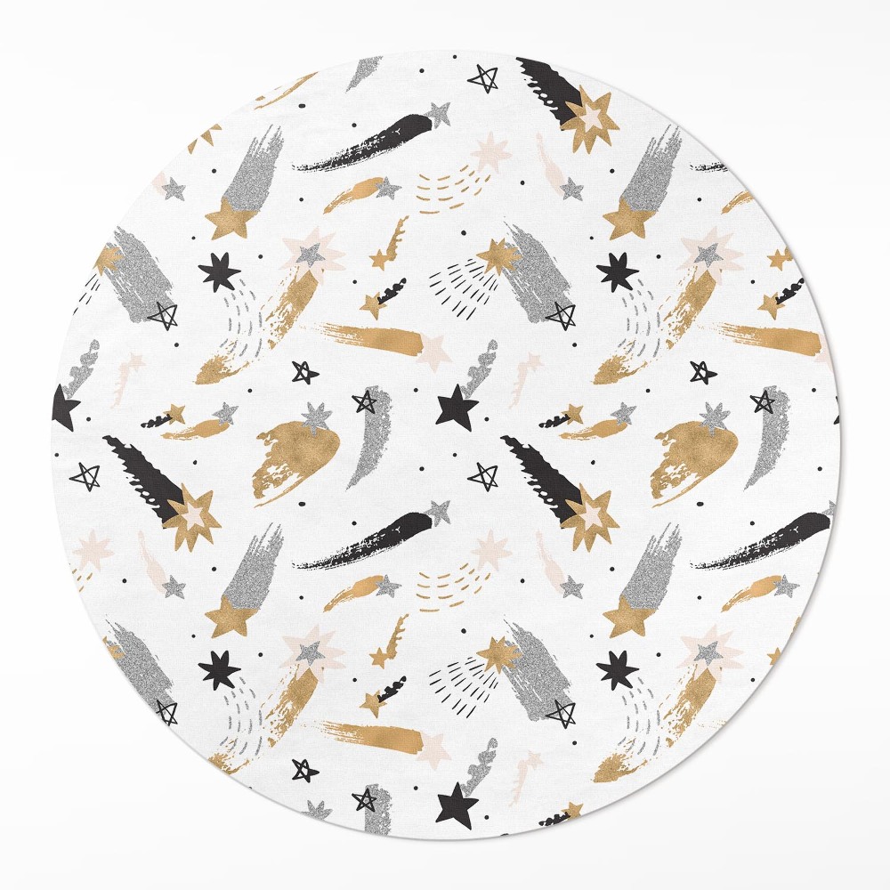 Dywan winylowy okrągły Malowane gwiazdy w kosmosie boho