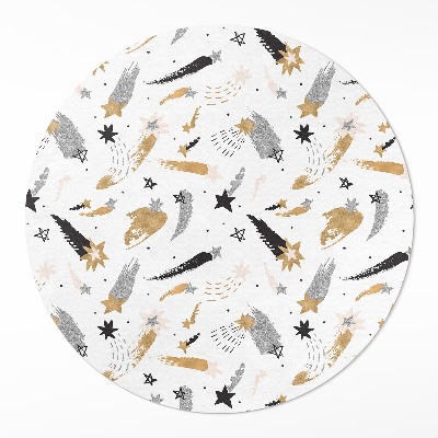 Dywan winylowy okrągły Malowane gwiazdy w kosmosie boho