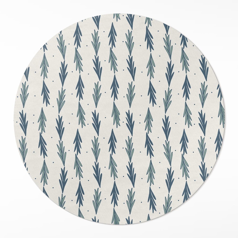 Dywan winylowy okrągły Drobne listki wzór dekoracyjny boho