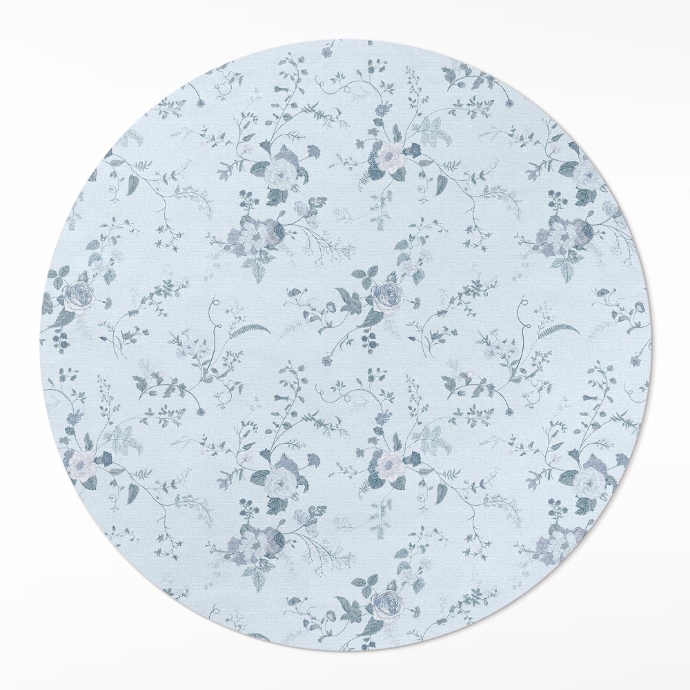 Dywan winylowy okrągły Malowane subtelne kwiaty na łące