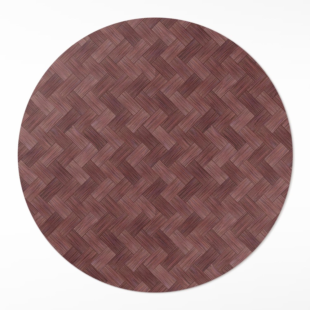 Dywan winylowy okrągły Pleciony parkiet modna jodełka