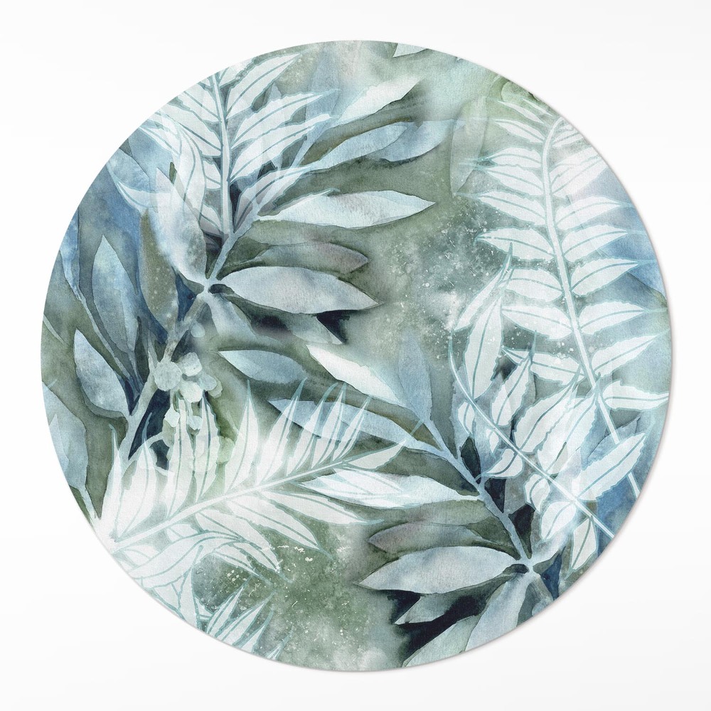 Dywan winylowy okrągły Akwarelowe liście delikatne gałązki