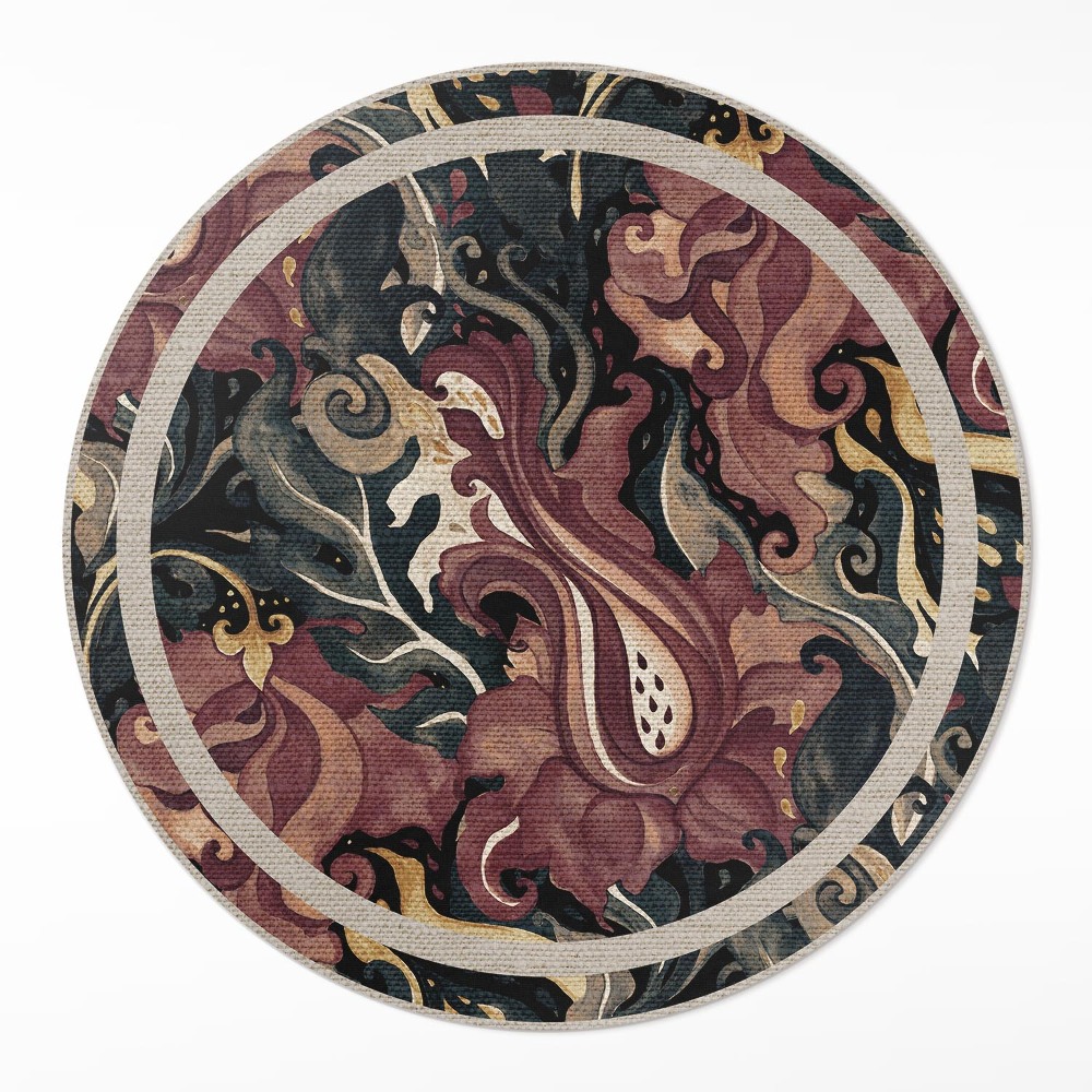 Dywan winylowy okrągły Akwarelowa abstrakcja kwiatowa