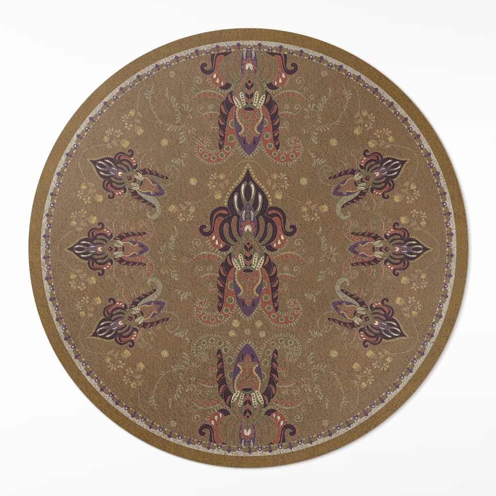 Dywan winylowy okrągły Kwiatowe roślinne ornamenty