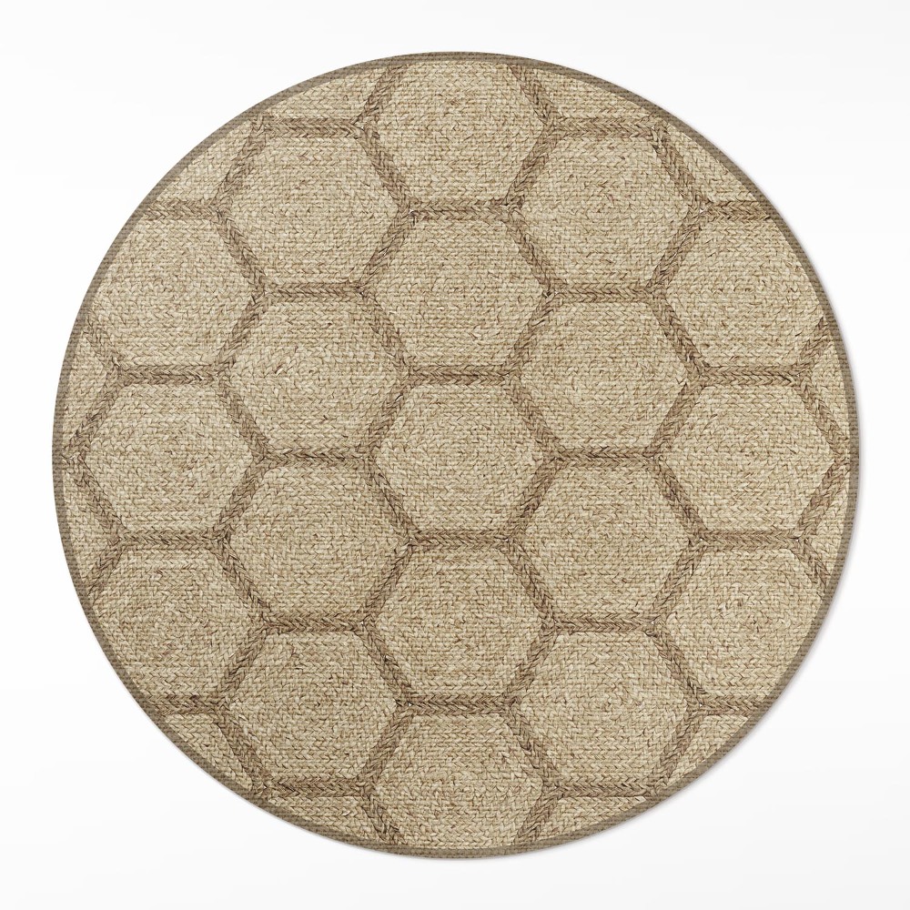 Dywan winylowy okrągły Imitacja tkaniny w heksagony