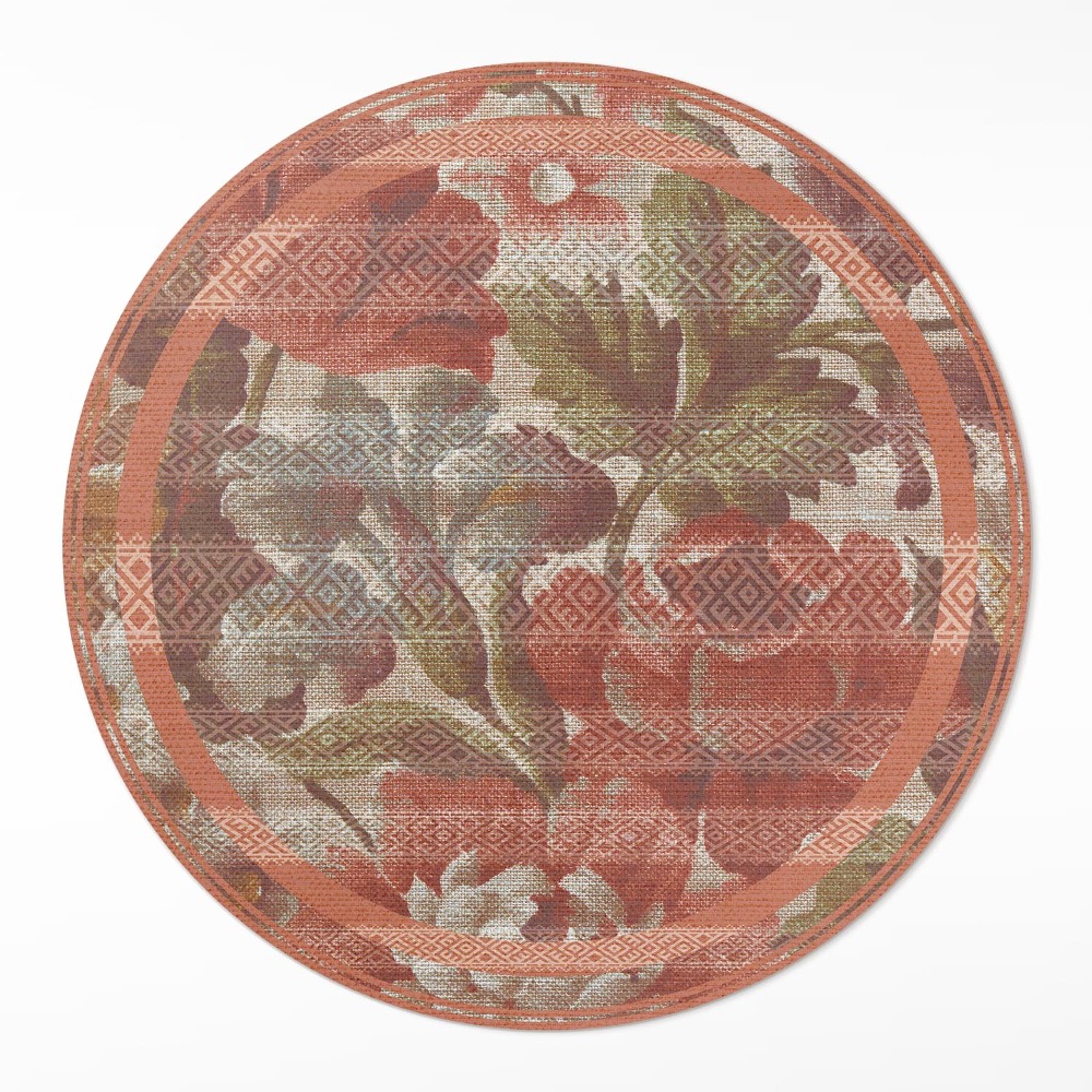 Dywan winylowy okrągły Retro wyblakłe kwiaty