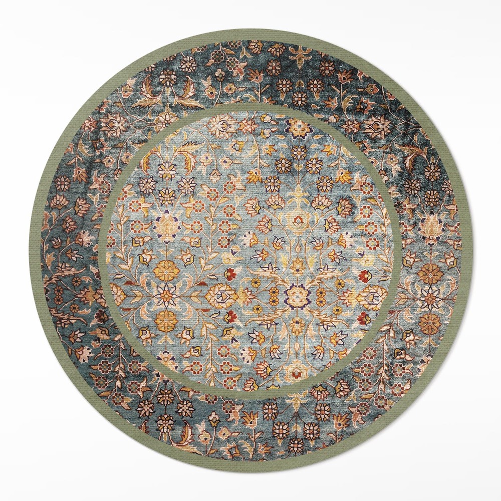 Dywan winylowy okrągły Vintage rośliny w stylu tureckim