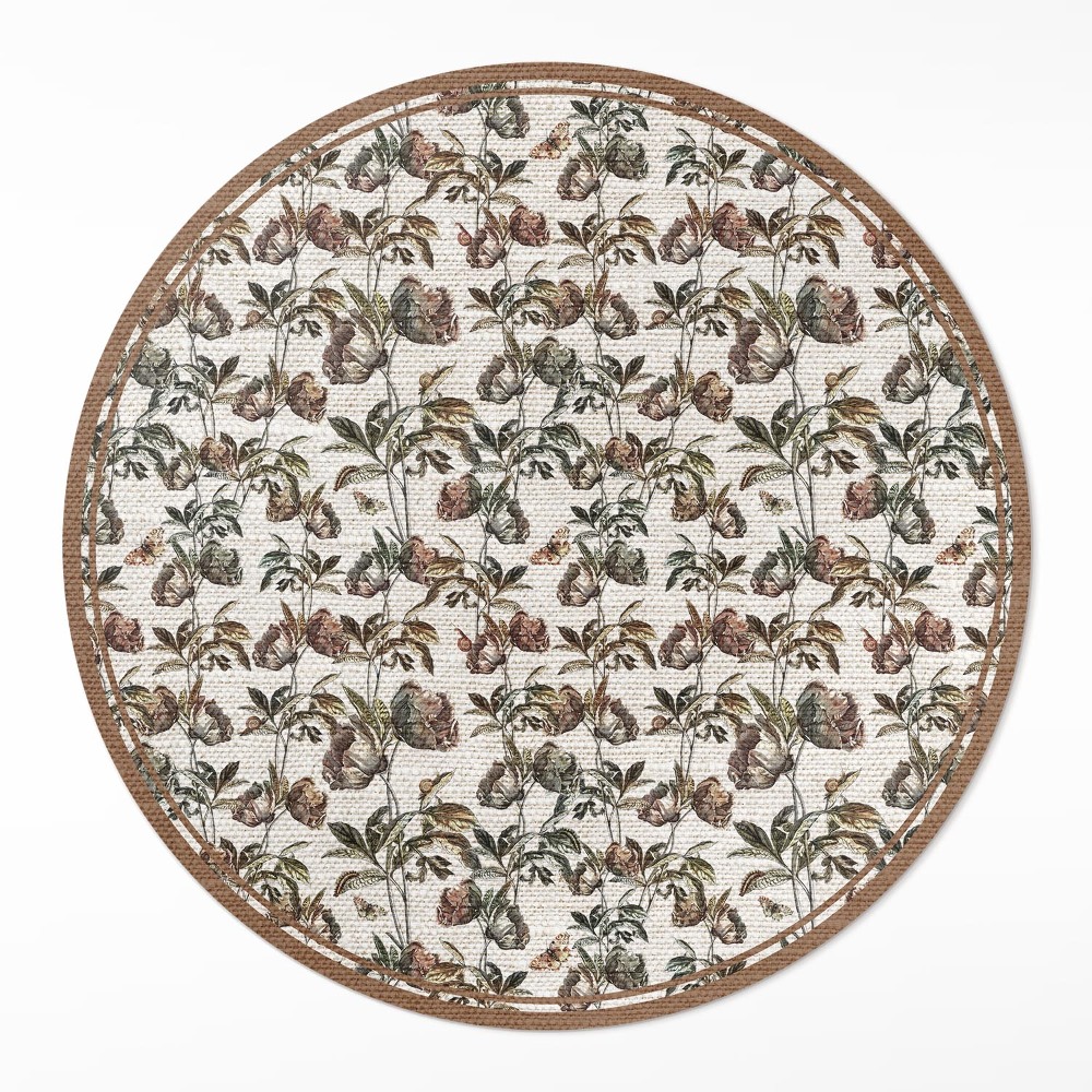 Dywan winylowy okrągły Subtelne ozdobne gałązki vintage