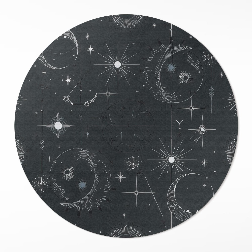 Dywan winylowy okrągły Kosmos astrologia gwiazdozbiory księżyce