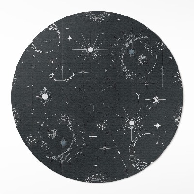 Dywan winylowy okrągły Kosmos astrologia gwiazdozbiory księżyce