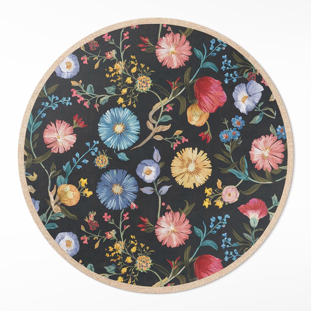 Dywan winylowy okrągły Kolorowe polne delikatne kwiaty vintage