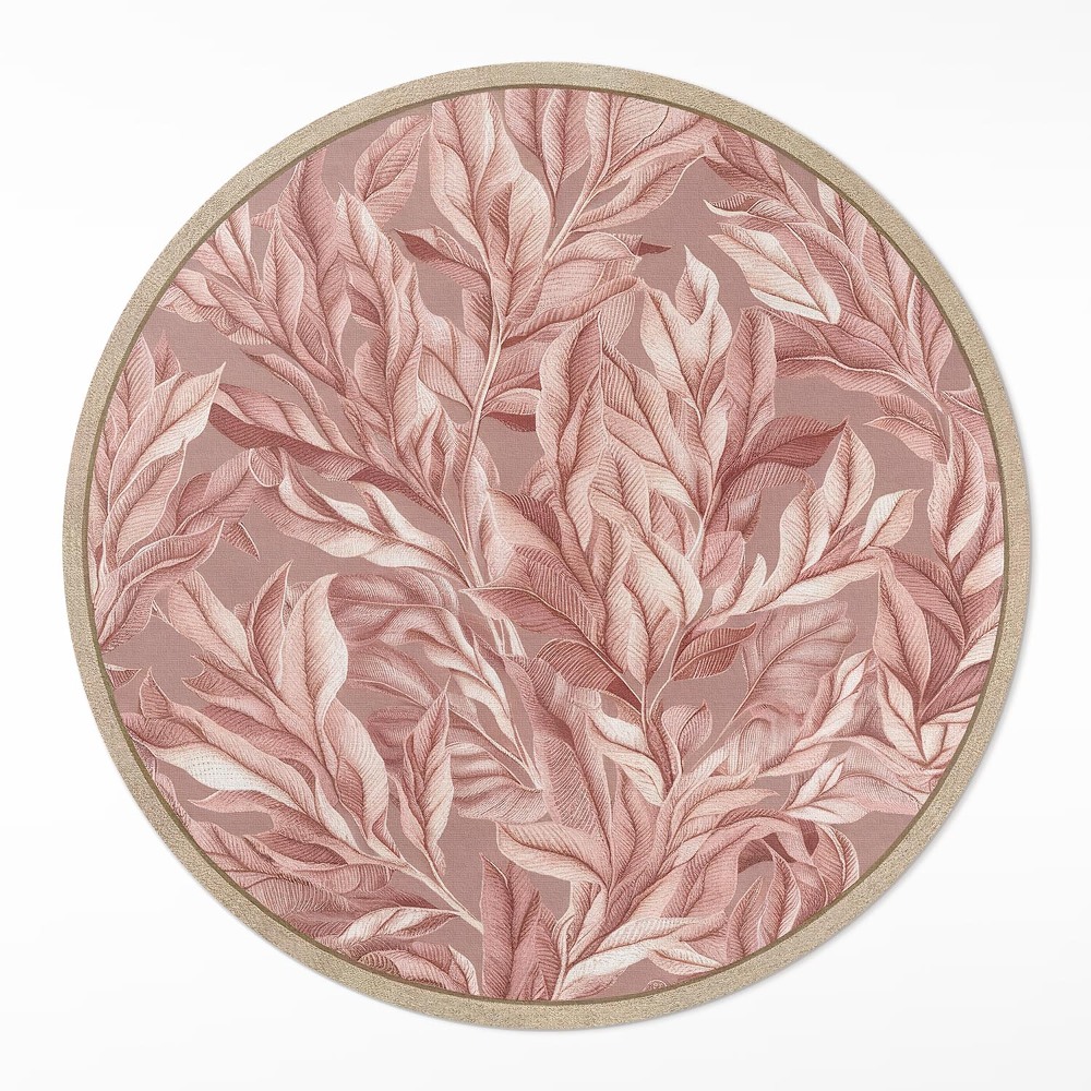 Dywan winylowy okrągły Delikatne pastelowe liście boho