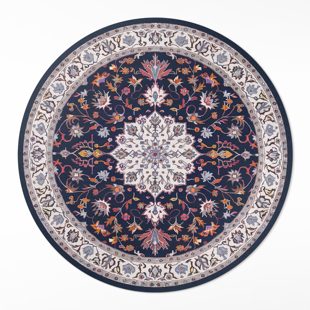 Dywan winylowy okrągły Vintage dekoracyjny wzór w starym stylu