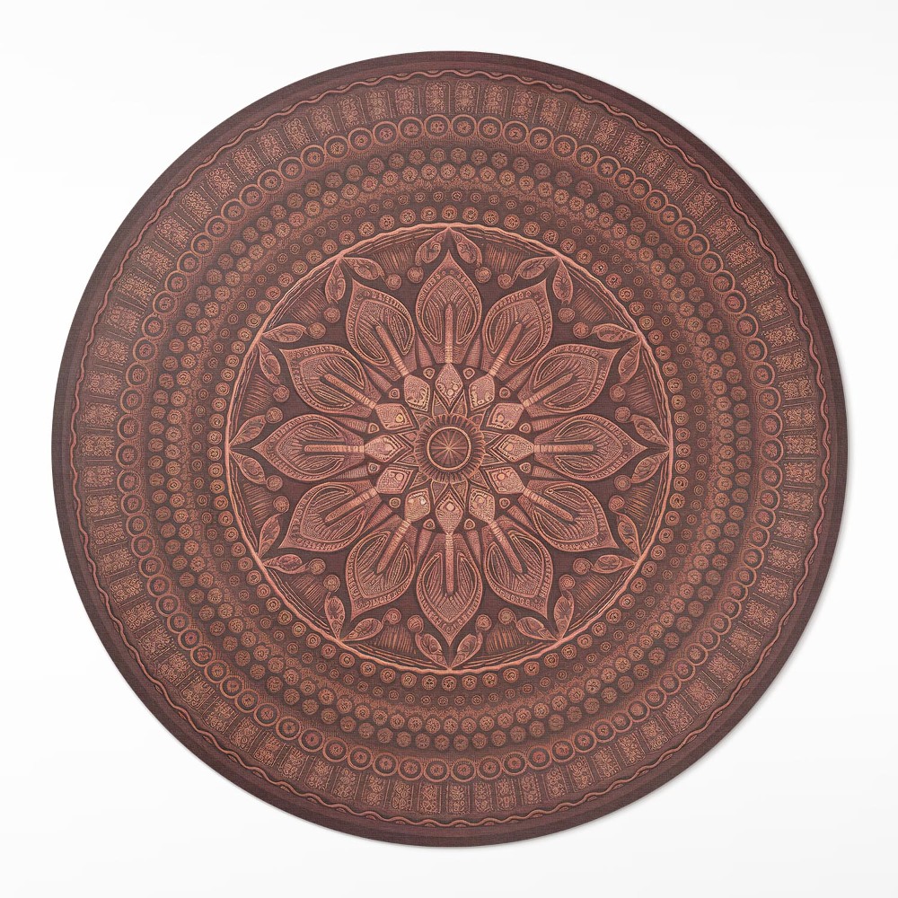 Dywan winylowy okrągły Orientalna mandala wzór dekoracyjny boho