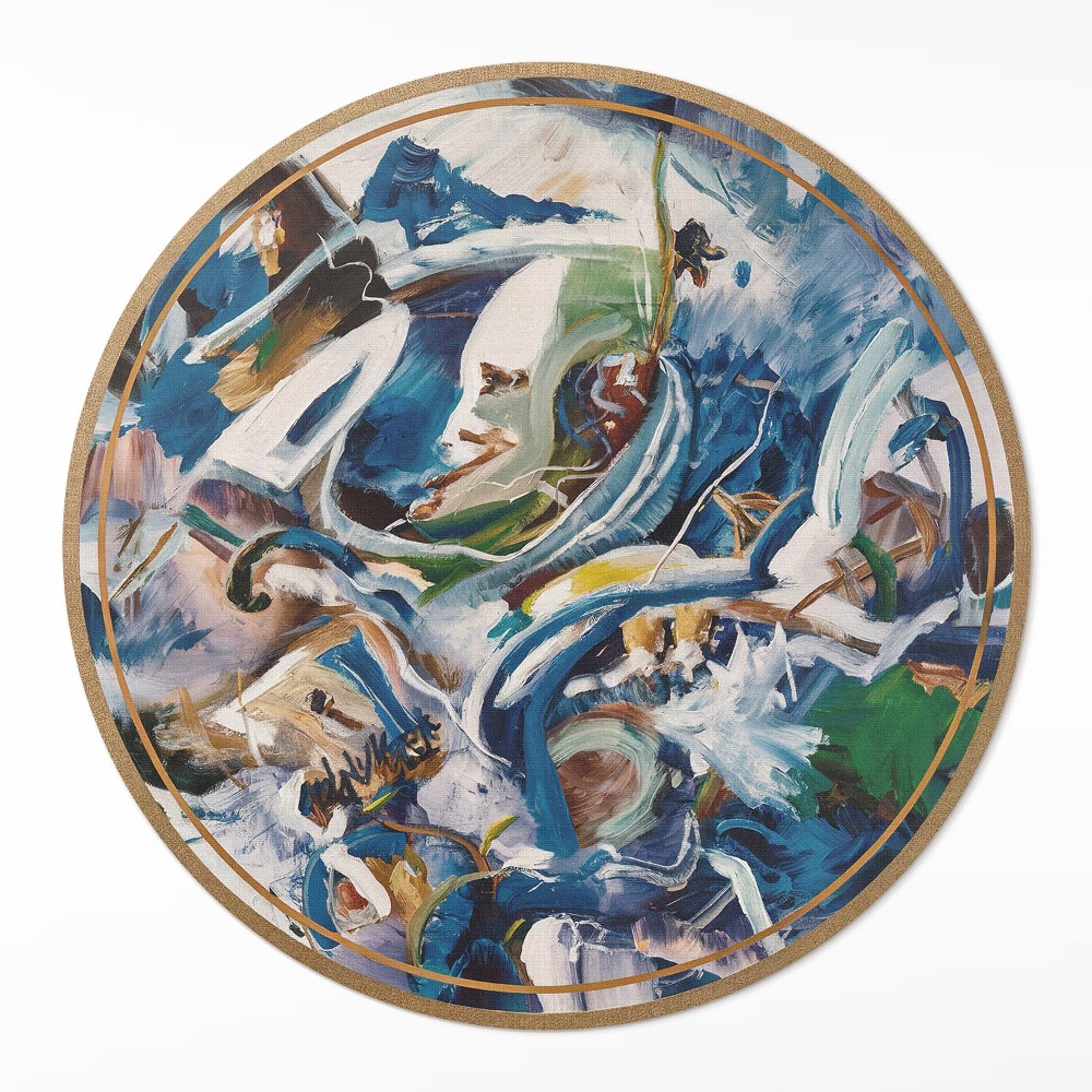 Dywan winylowy okrągły Malarska abstrakcja ekspresja ślady farb