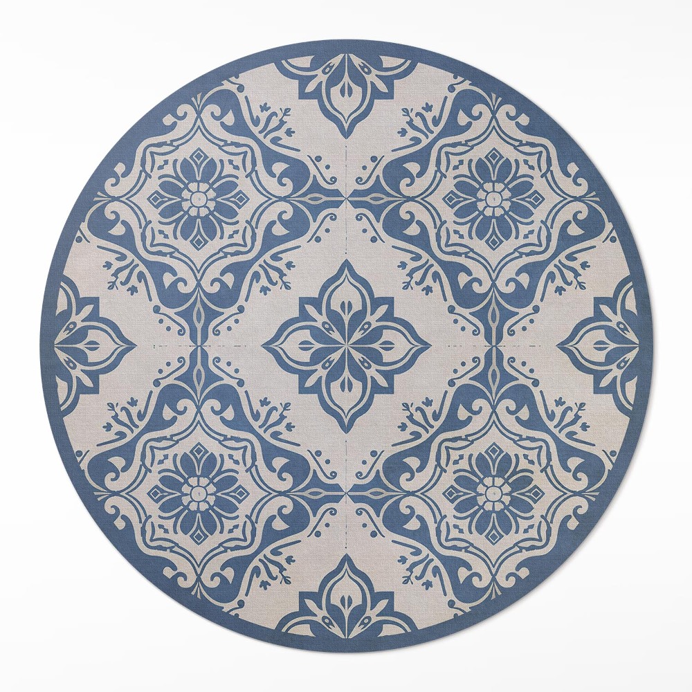 Dywan winylowy okrągły Portugalskie płytki delikatny wzór vintage