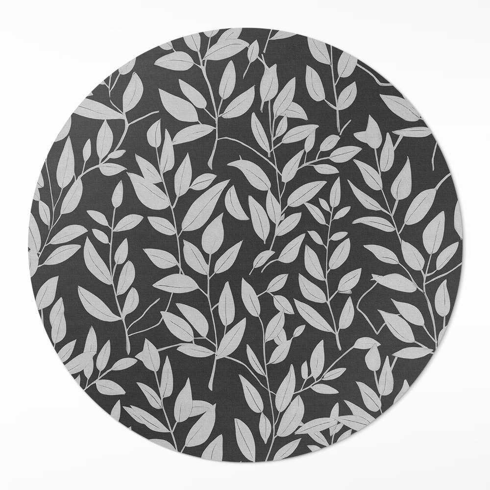 Dywan winylowy okrągły Delikatne jasne gałązki, kontrast, boho