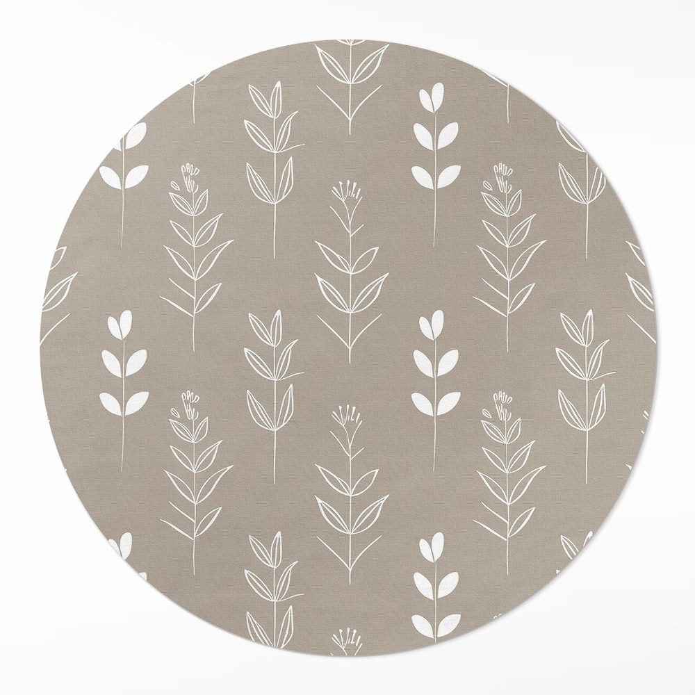 Dywan winylowy okrągły Subtelne liście i gałązki w stylu boho