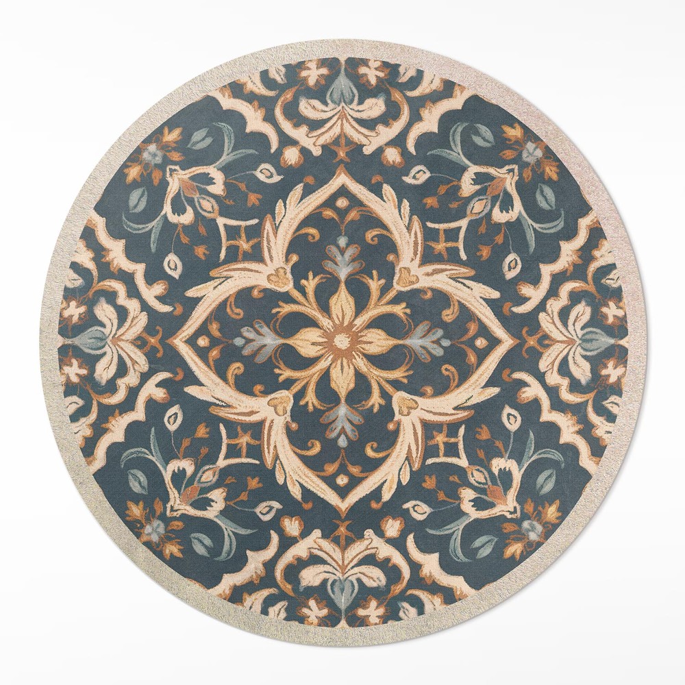 Dywan winylowy okrągły Roślinny ornament vintage