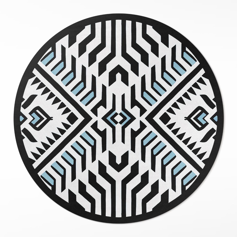 Dywan winylowy okrągły Geometryczny abstrakcyjny wzór styl indiański