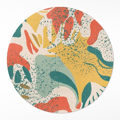 Dywan winylowy okrągły Retro kolorowe plamy nieregularne abstrakcja
